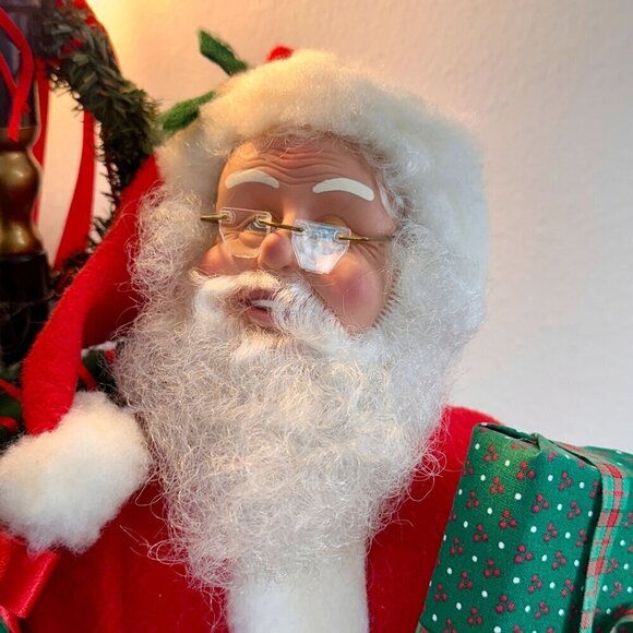 1993 Vintage Santa Lighted Lamp Post Christmas 36" Tall With Cats Music Box - Picture 6 of 17